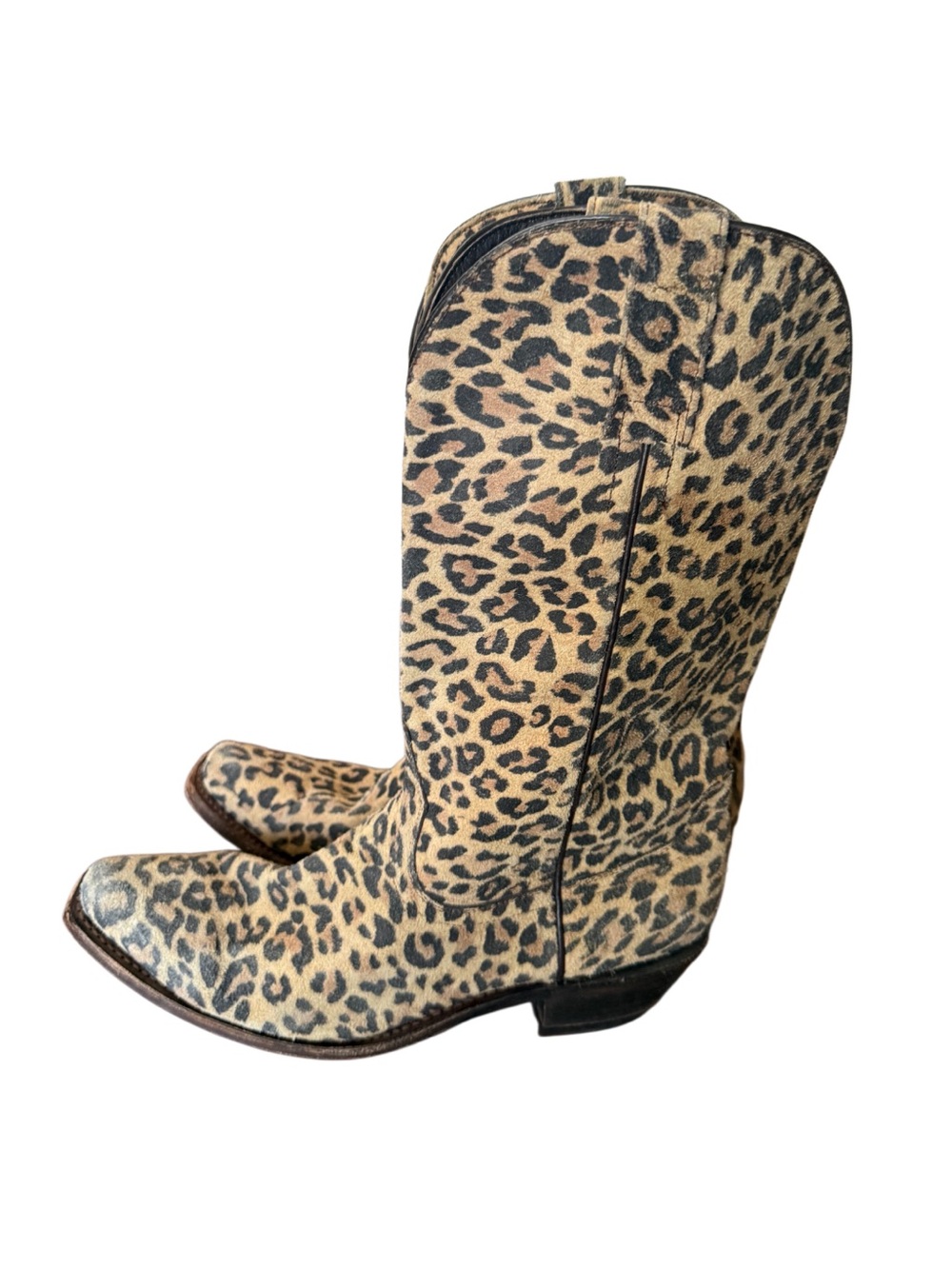 Leopard Print Women's Western Boots by Pecos Bill -Tan Black -Size 8 - Picture 2 of 12